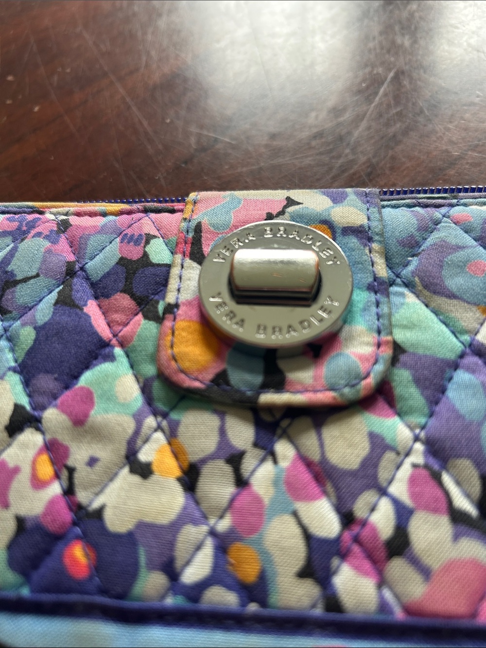 Vera Bradley Purple Multi Floral Quilted Zip Wallet - Picture 2 of 11